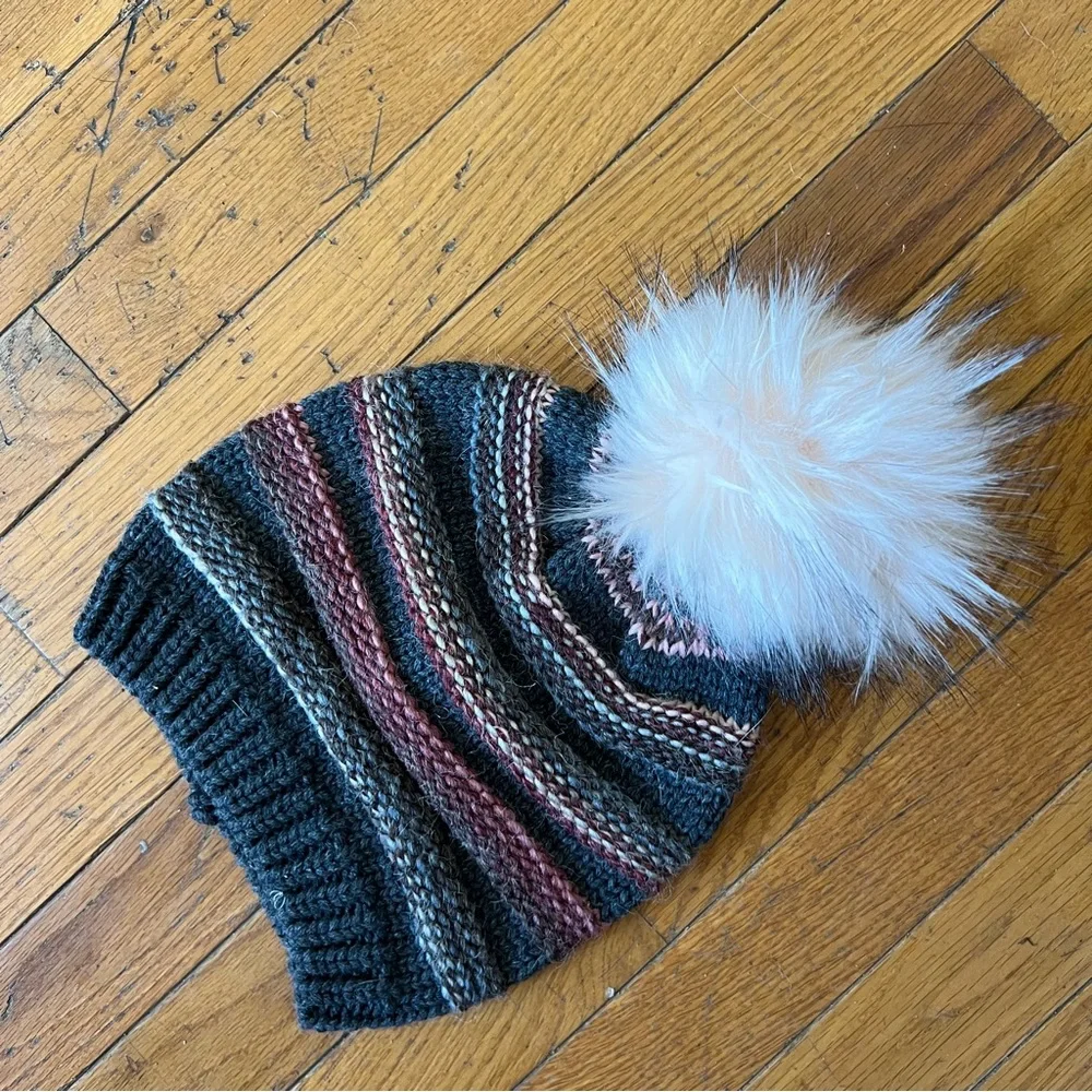 Altar’d State knitted multicolored hat with faux pom pom